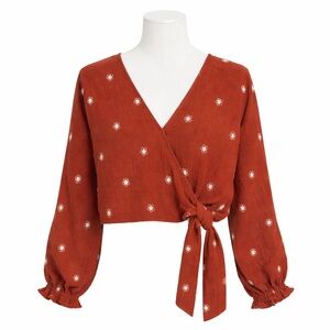 Size S Madewell Women’s Lightspun Maira Wrap Top Floral Tie Front Blouse